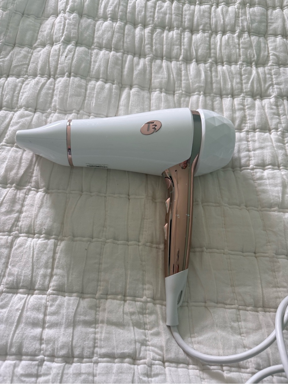 T3 Featherweight Hair Dryer White Rose Gold Ionic Professional Blow Dryer